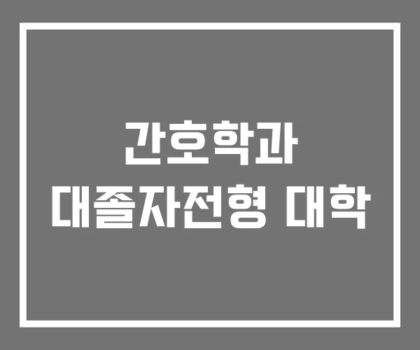 간호학과 대졸자전형 대학
