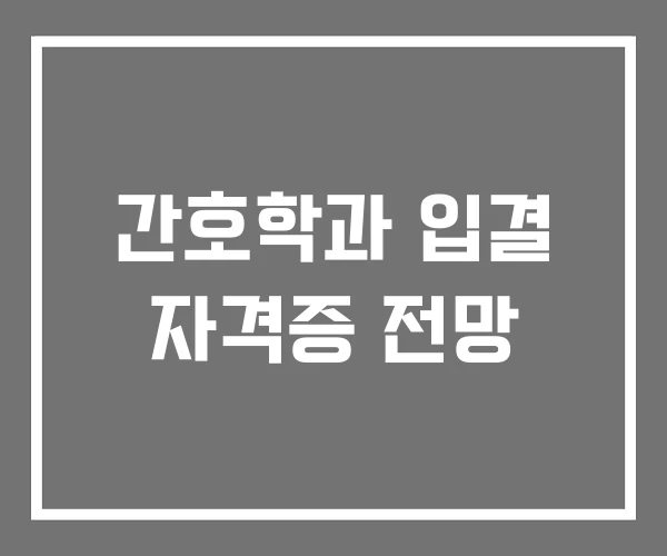 간호학과 입결 자격증 전망
