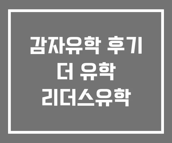 감자유학 후기 더 유학 리더스유학
