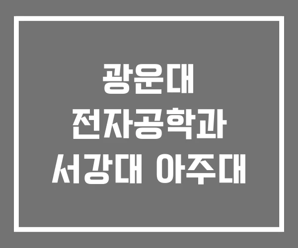 광운대 전자공학과 서강대 아주대