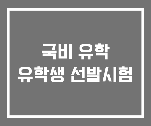 국비 유학 유학생 선발시험