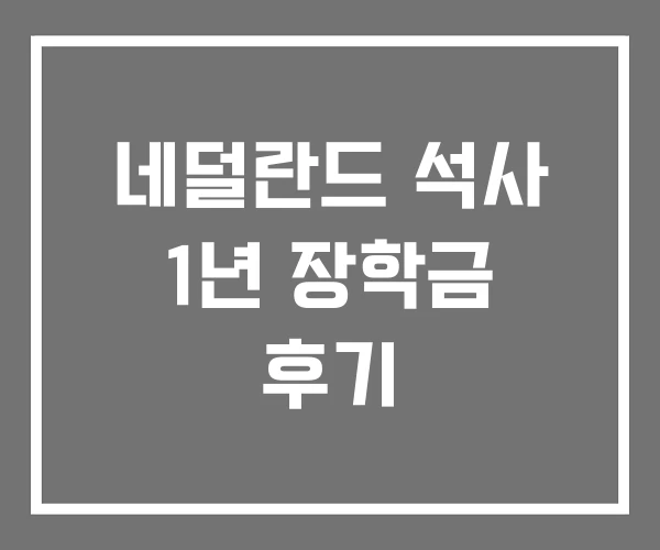네덜란드 석사 1년 장학금 후기