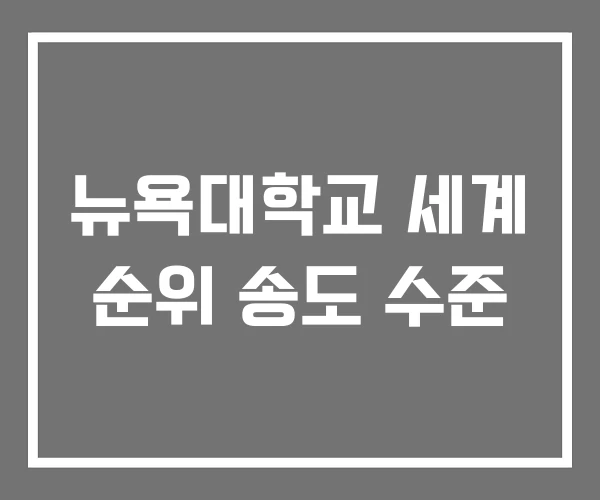 뉴욕대학교 세계 순위 송도 수준
