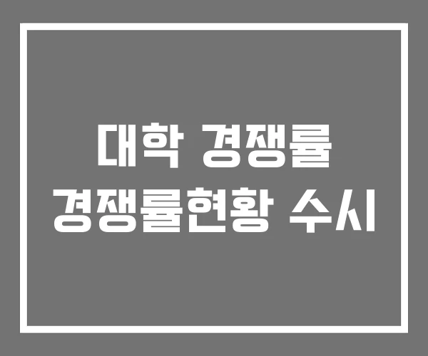 대학 경쟁률 경쟁률현황 수시