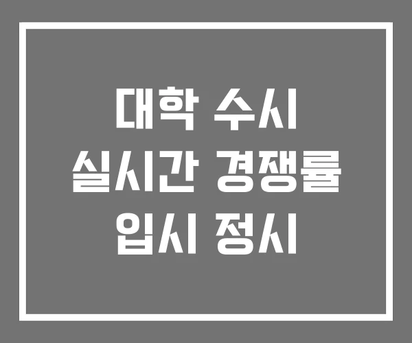 대학 수시 실시간 경쟁률 입시 정시