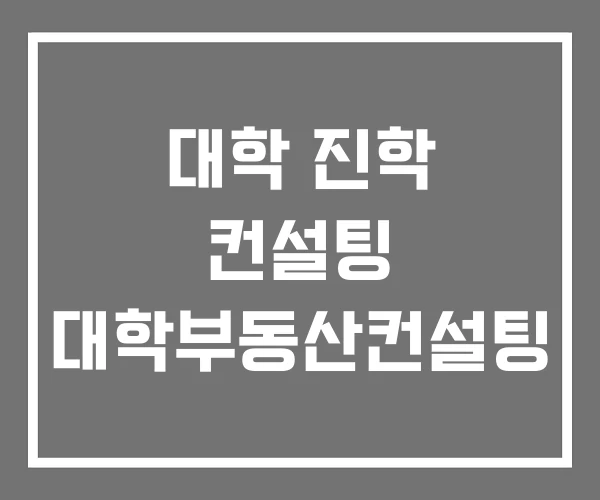 대학 진학 컨설팅 대학부동산컨설팅