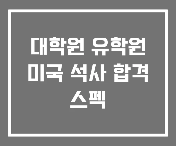 대학원 유학원 미국 석사 합격 스펙