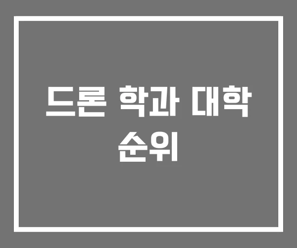 드론 학과 대학 순위