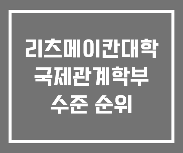 리츠메이칸대학 국제관계학부 수준 순위