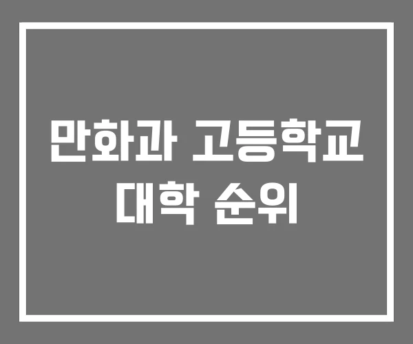만화과 고등학교 대학 순위