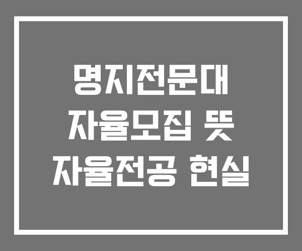 명지전문대 자율모집 뜻 자율전공 현실 명지전문대 자율모집 뜻 자율전공 현실