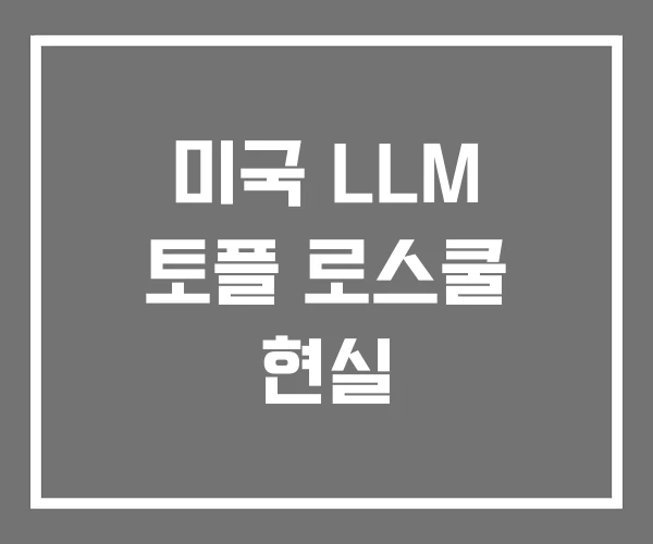 미국 LLM 토플 로스쿨 현실