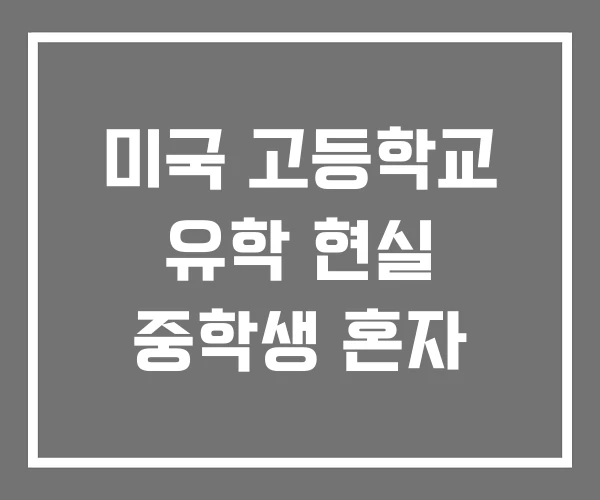 미국 고등학교 유학 현실 중학생 혼자