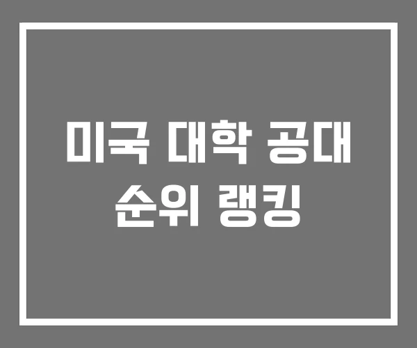 미국 대학 공대 순위 랭킹 미국 대학 공대 순위 랭킹