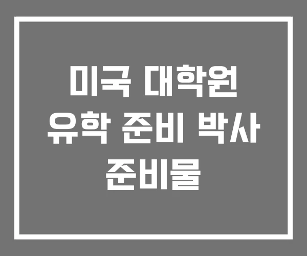 미국 대학원 유학 준비 박사 준비물