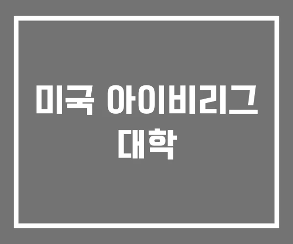 미국 아이비리그 대학 미국 아이비리그 대학