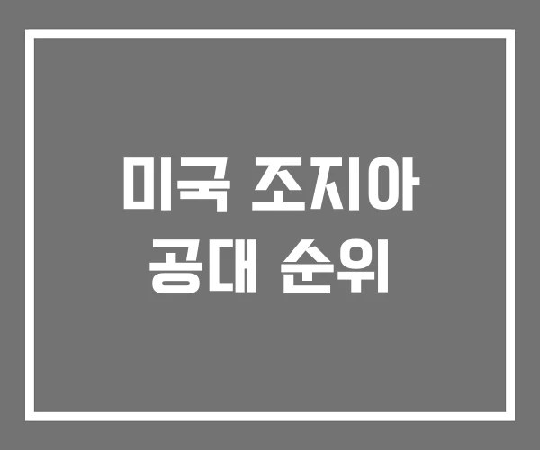 미국 조지아 공대 순위 미국 조지아 공대 순위