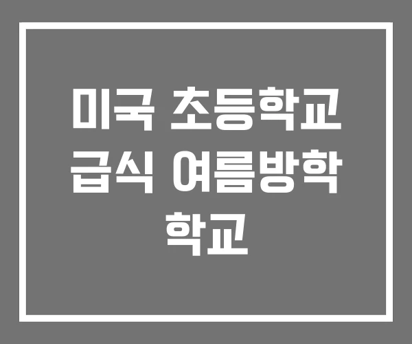 미국 초등학교 급식 여름방학 학교