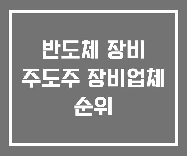반도체 장비 주도주 장비업체 순위