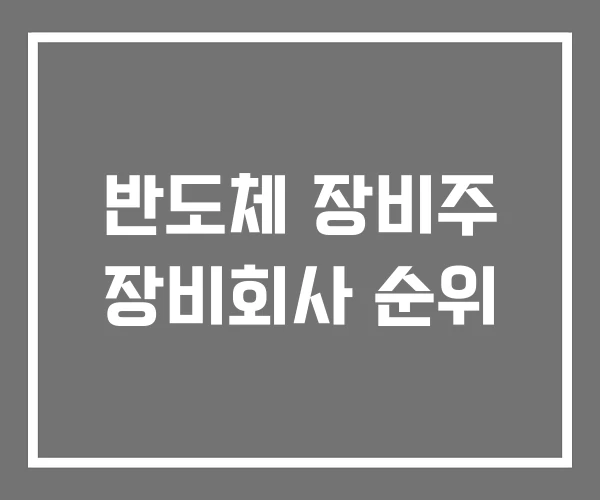 반도체 장비주 장비회사 순위