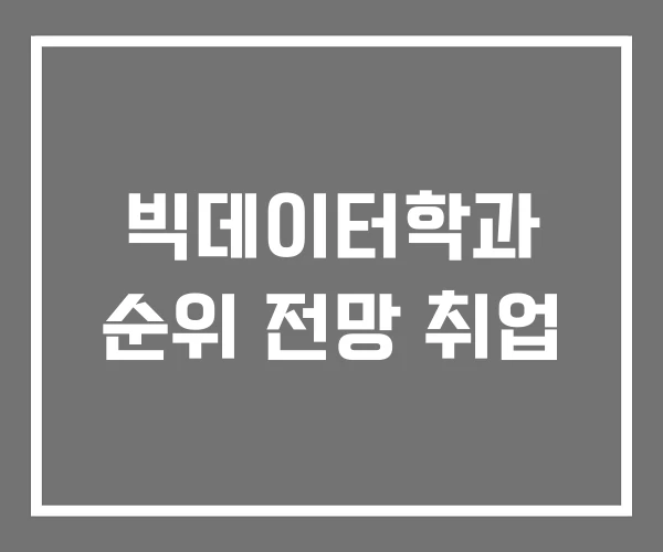 빅데이터학과 순위 전망 취업