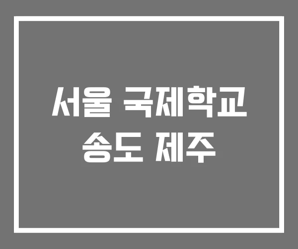 서울 국제학교 송도 제주 서울 국제학교 송도 제주