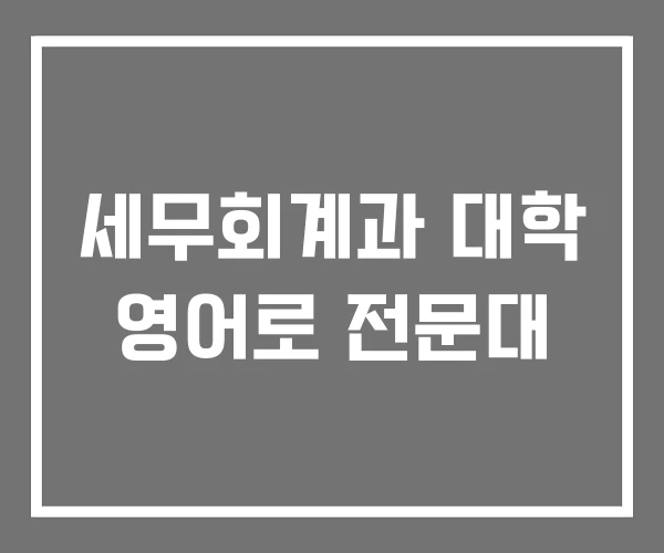 세무회계과 대학 영어로 전문대 세무회계과 대학 영어로 전문대