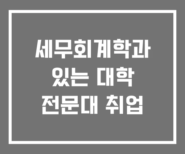세무회계학과 있는 대학 전문대 취업
