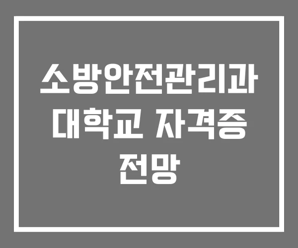 소방안전관리과 대학교 자격증 전망