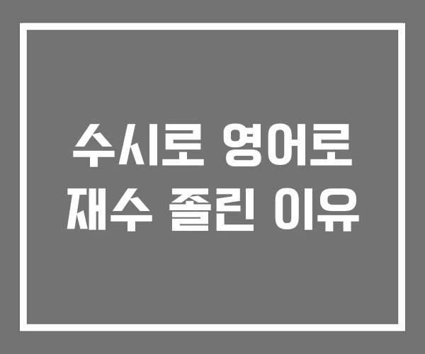 수시로 영어로 재수 졸린 이유