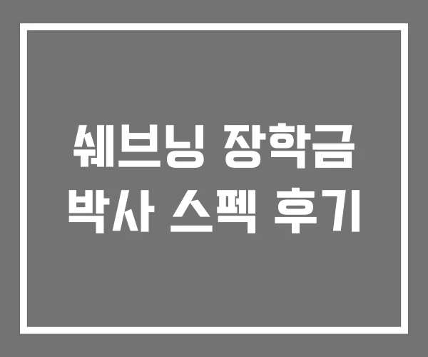 쉐브닝 장학금 박사 스펙 후기 쉐브닝 장학금 박사 스펙 후기