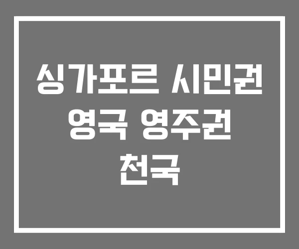 싱가포르 시민권 영국 영주권 천국