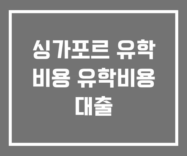 싱가포르 유학 비용 유학비용 대출