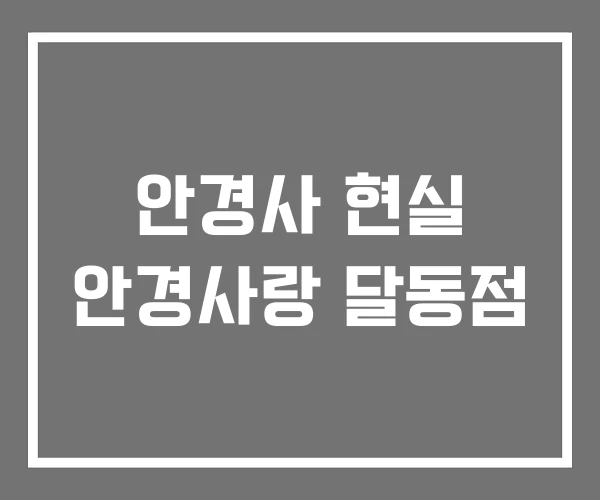 안경사 현실 안경사랑 달동점