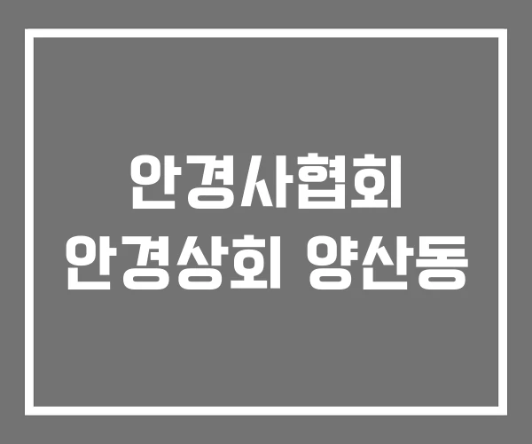 안경사협회 안경상회 양산동 안경사협회 안경상회 양산동