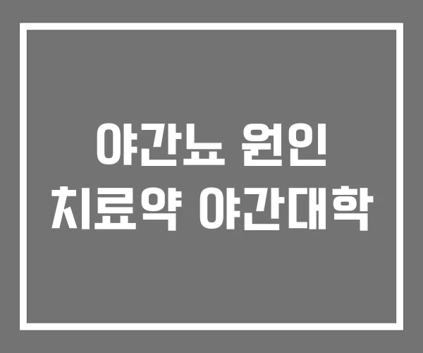 야간뇨 원인 치료약 야간대학