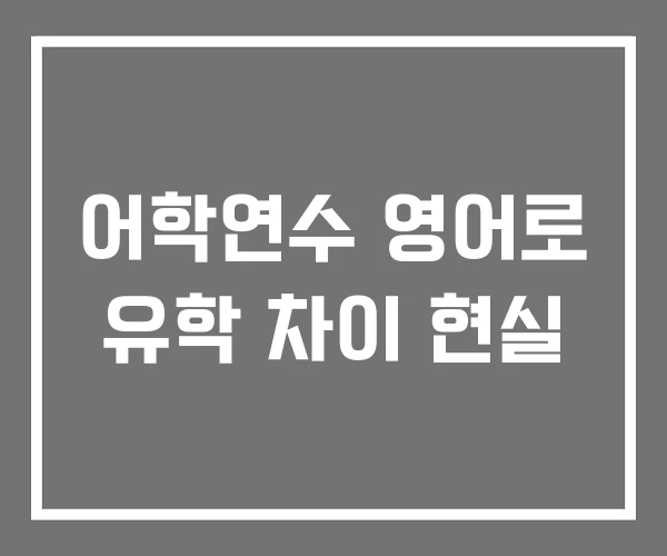 어학연수 영어로 유학 차이 현실