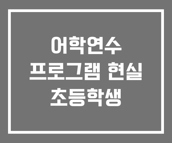 어학연수 프로그램 현실 초등학생