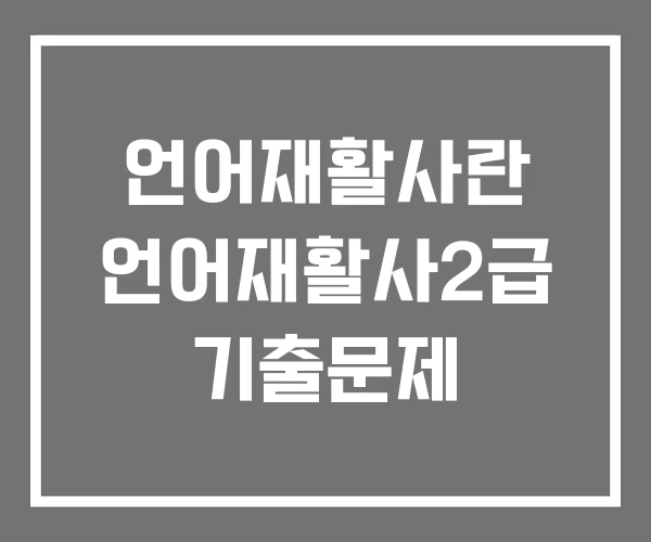 언어재활사란 언어재활사2급 기출문제 언어재활사란 언어재활사2급 기출문제