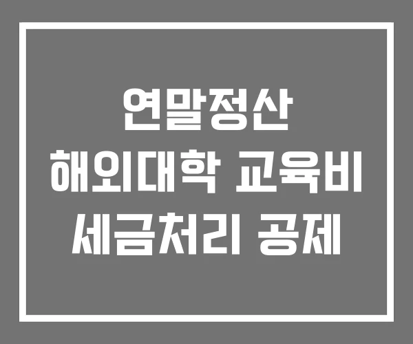 연말정산 해외대학 교육비 세금처리 공제 연말정산 해외대학 교육비 세금처리 공제