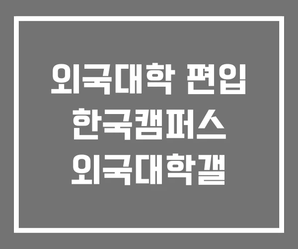 외국대학 편입 한국캠퍼스 외국대학갤