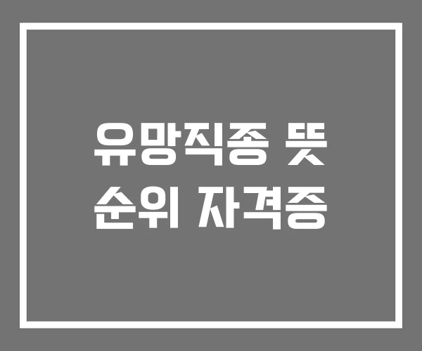 유망직종 뜻 순위 자격증