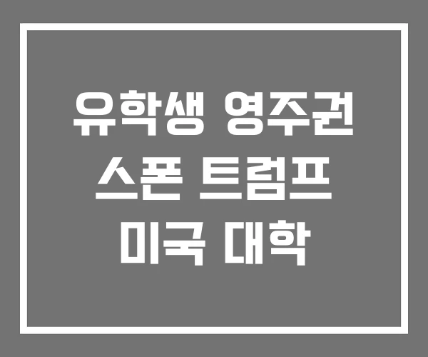 유학생 영주권 스폰 트럼프 미국 대학 유학생 영주권 스폰 트럼프 미국 대학