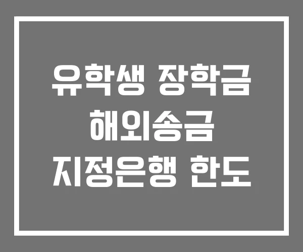 유학생 장학금 해외송금 지정은행 한도