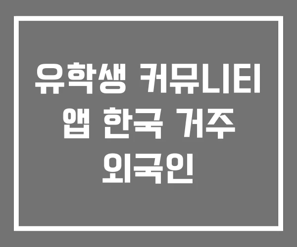 유학생 커뮤니티 앱 한국 거주 외국인