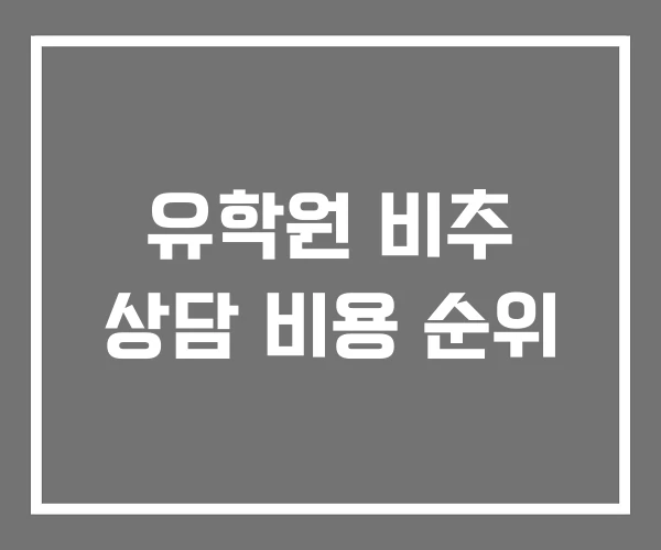 유학원 비추 상담 비용 순위