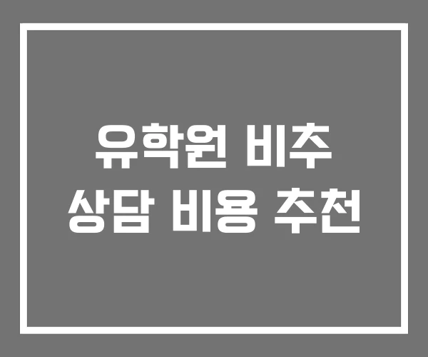 유학원 비추 상담 비용 추천