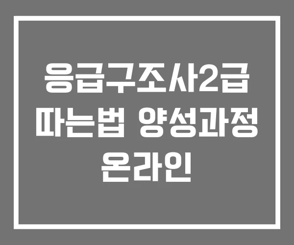 응급구조사2급 따는법 양성과정 온라인