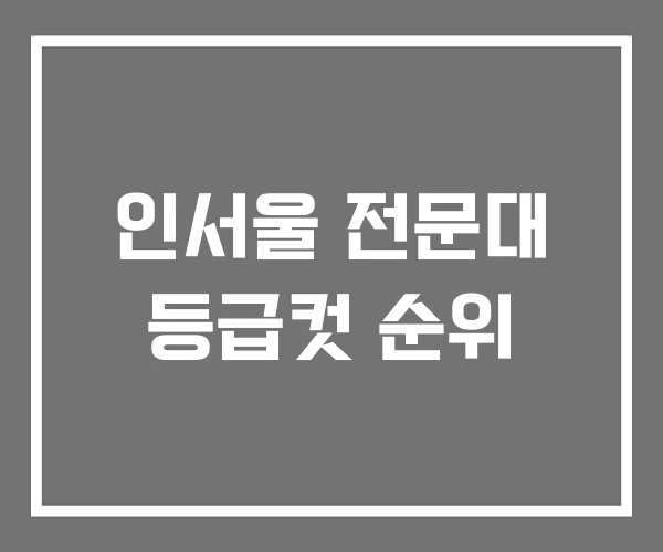 인서울 전문대 등급컷 순위