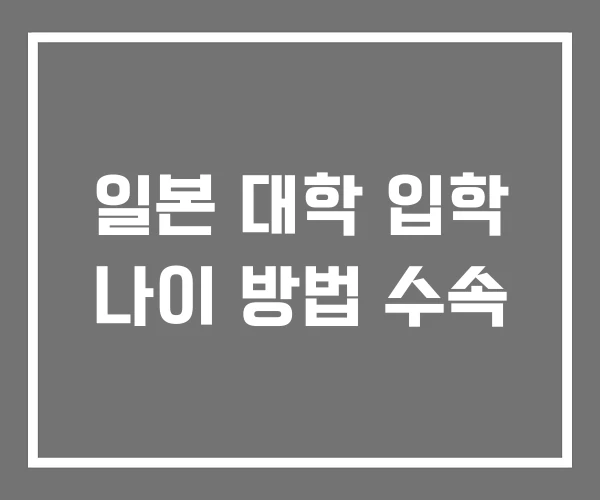일본 대학 입학 나이 방법 수속